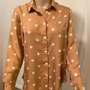 Slim fit silk twill shirt in dots
